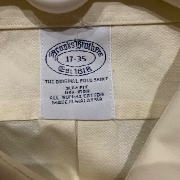 Brooks Brothers SLIM FIT Button Non Iron Dress Shirt Size 17 35 Pale Yellow - Picture 3 of 5